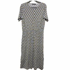 MONOPRIX FEMME Gris Mustard White Bird Print Dress